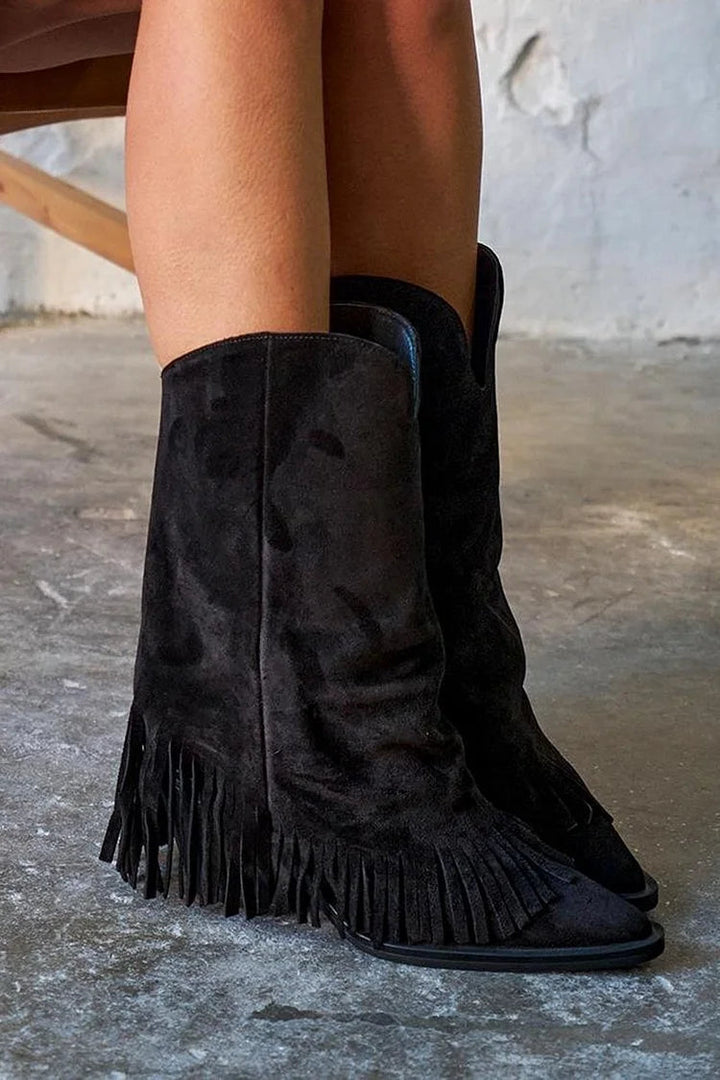 Élise | Fringe-Trimmed Suede Boots