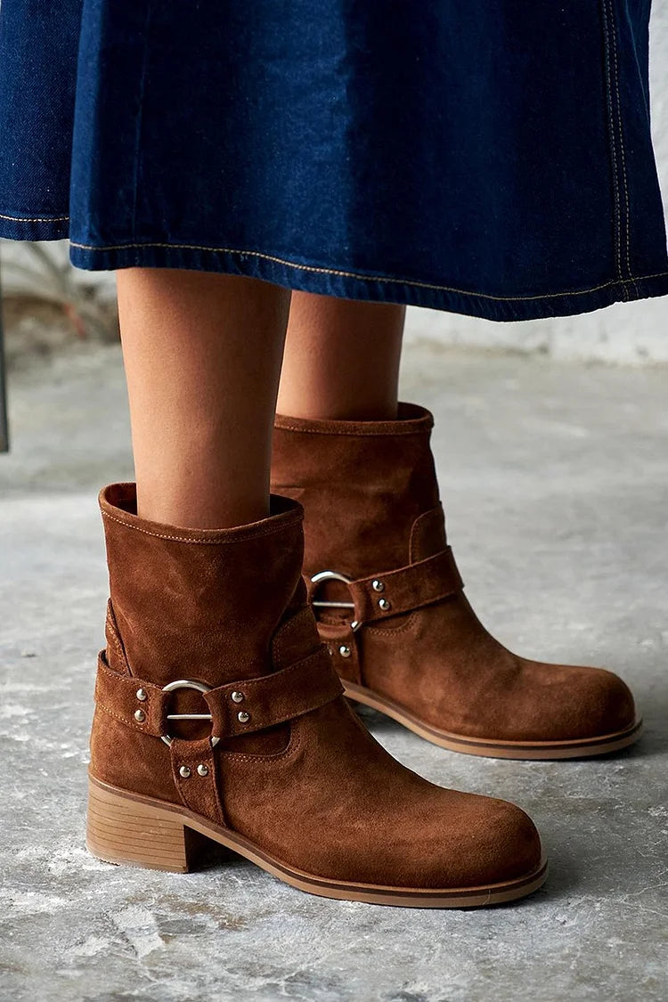 Juliette | Vintage-Inspired Buckle Ankle Boots
