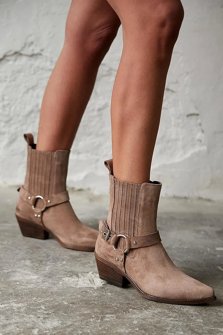 Anaïs | Suede Western-Inspired Ankle Boots