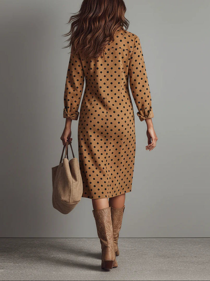 Claudia | Midi Dress in Polka Dot Faux Leather