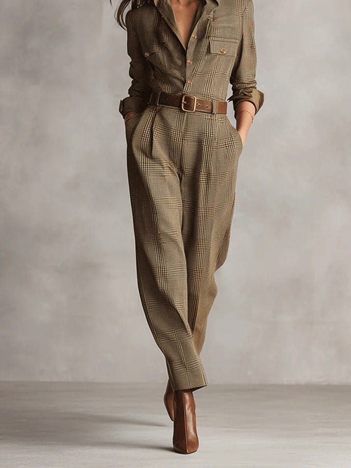 Corenne - Stylish Plaid Jumpsuit