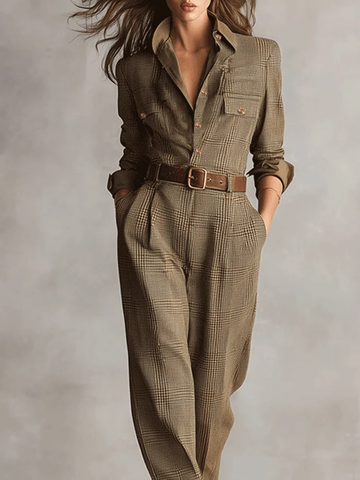 Corenne - Stylish Plaid Jumpsuit