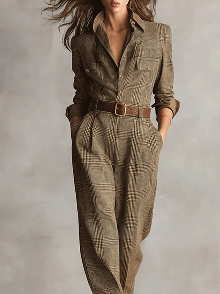 Corenne - Stylish Plaid Jumpsuit